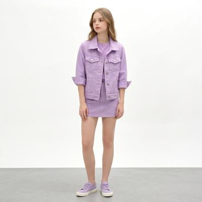 Women's Premium Candy Color Cropped Denim Jacket