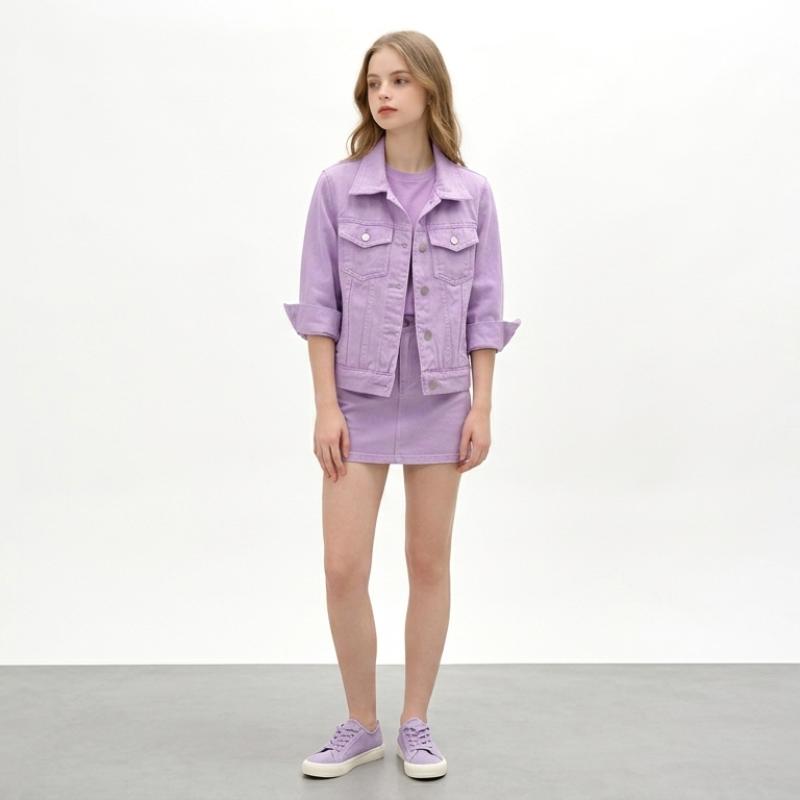 Women's Premium Candy Color Cropped Denim Jacket
