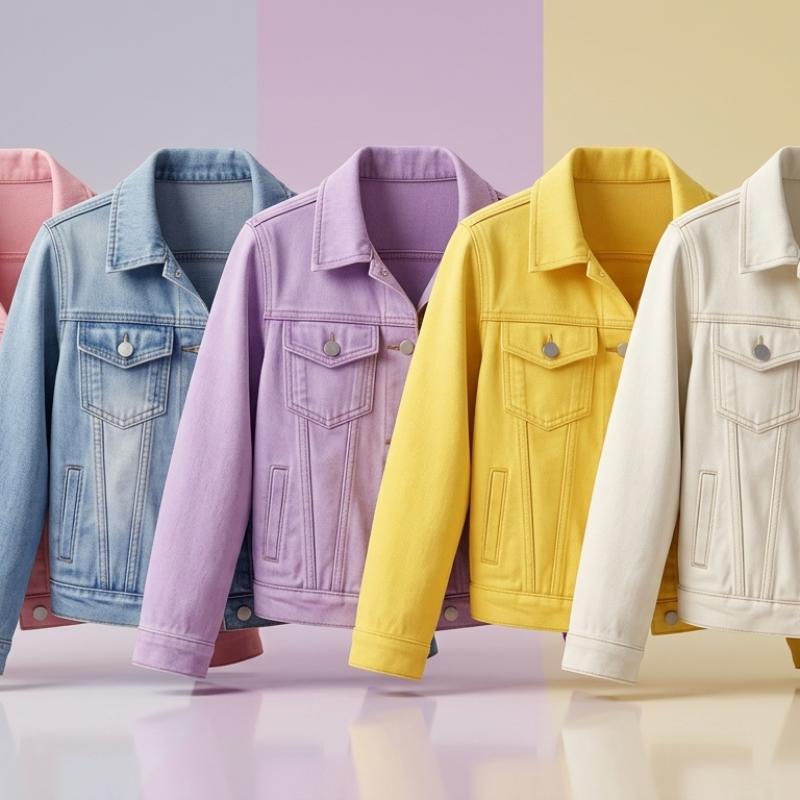 Women's Premium Candy Color Cropped Denim Jacket