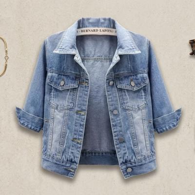 Women's Premium Candy Color Cropped Denim Jacket