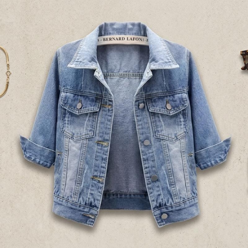 Women's Premium Candy Color Cropped Denim Jacket