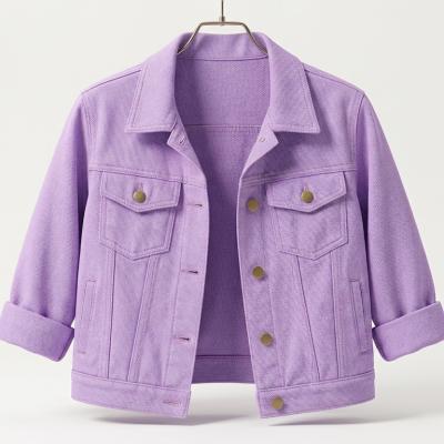 Women's Premium Candy Color Cropped Denim Jacket
