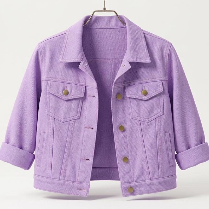 Women's Premium Candy Color Cropped Denim Jacket
