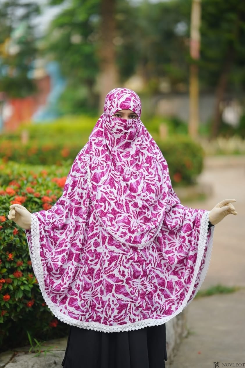 Premium Printed Viscose Cotton Hijab with Niqab Set